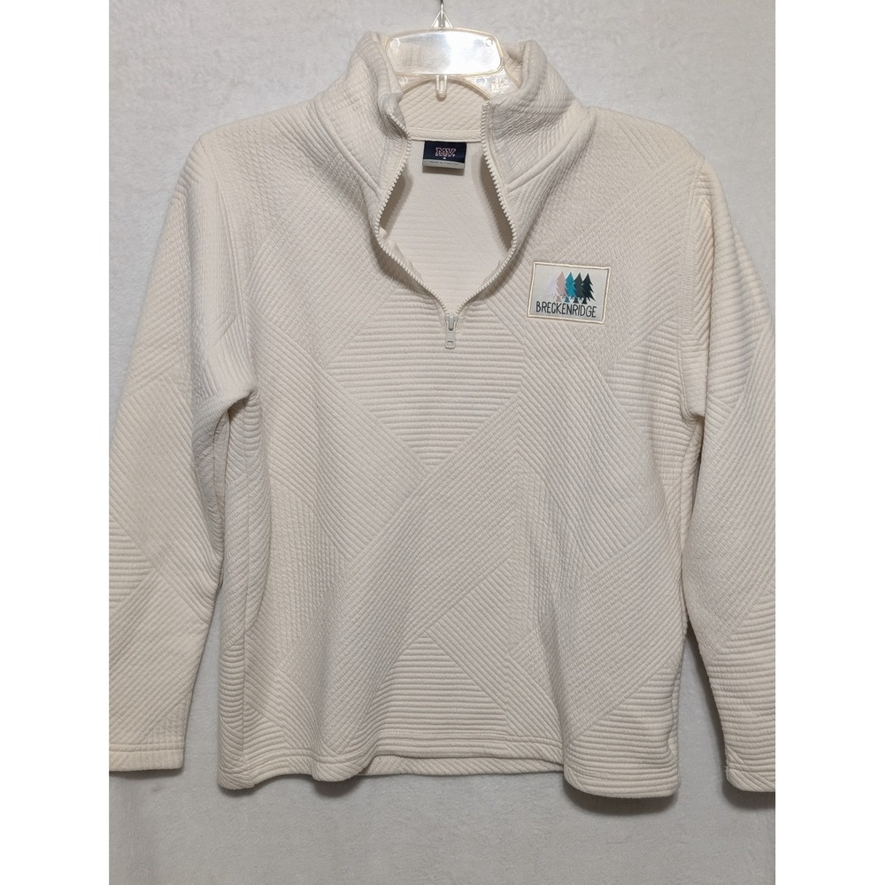 MV Sport Breckenridge Womens Small Cream Textured Quilted Quarter Zip Pullover